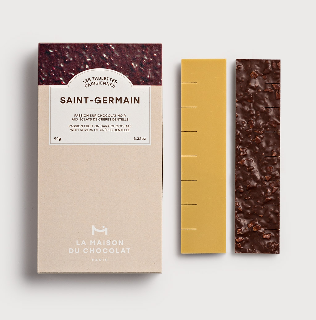 Saint-Germain Chocolate Bar on graybackground 