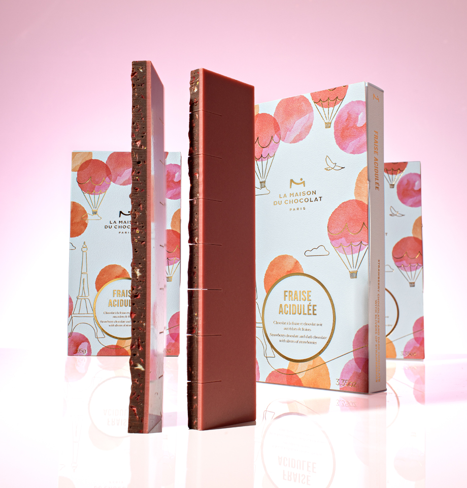 Tablettes de chocolat haut de gamme à la fraise conçues pour la Fête des Mères